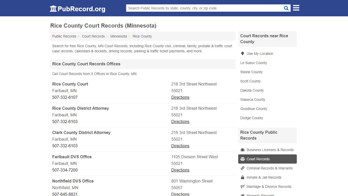Rice County Court Records (Minnesota) - PubRecord.org